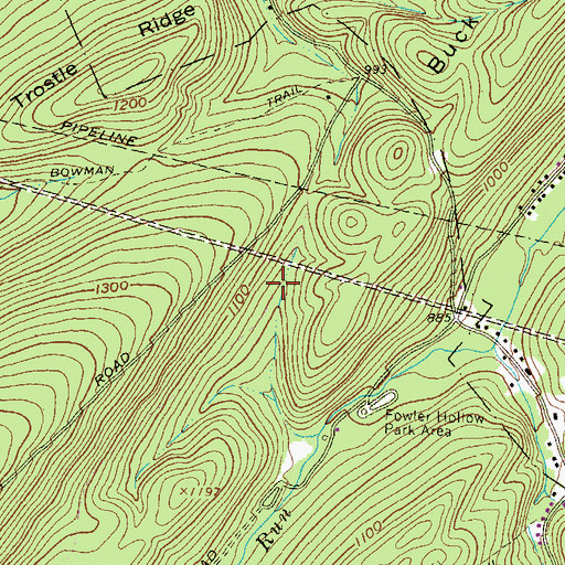 Topographic Map of Alfarata Trail, PA