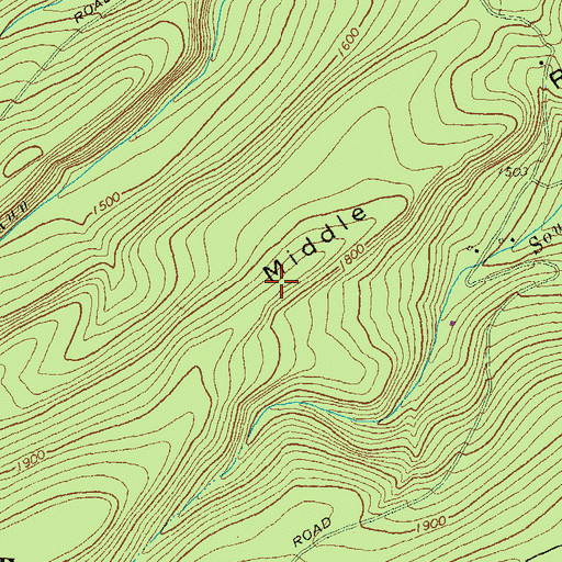 Topographic Map of Middle Ridge Trail, PA