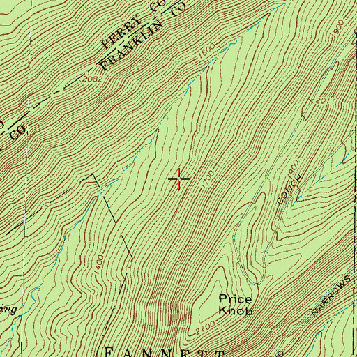 Topographic Map of Shermans Trail, PA