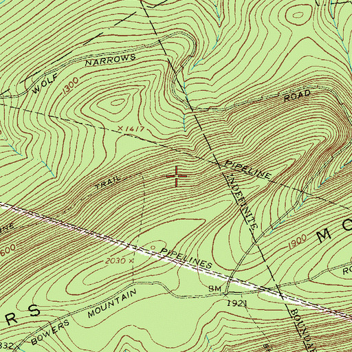 Topographic Map of Keen Trail, PA