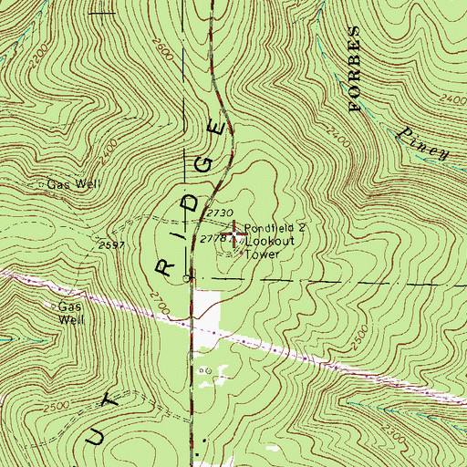 Topographic Map of Pond View Firetower, PA