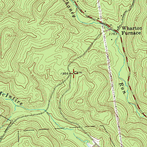 Topographic Map of Hull Cemetery, PA