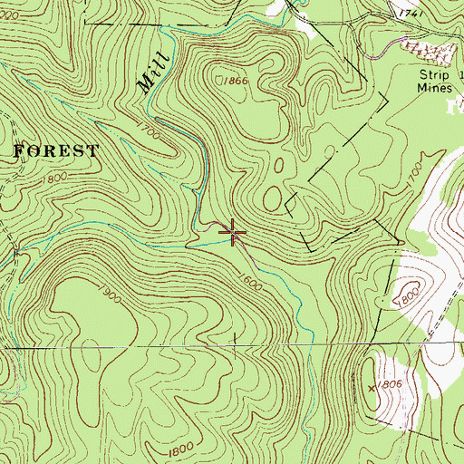 Topographic Map of Grist Mill, PA