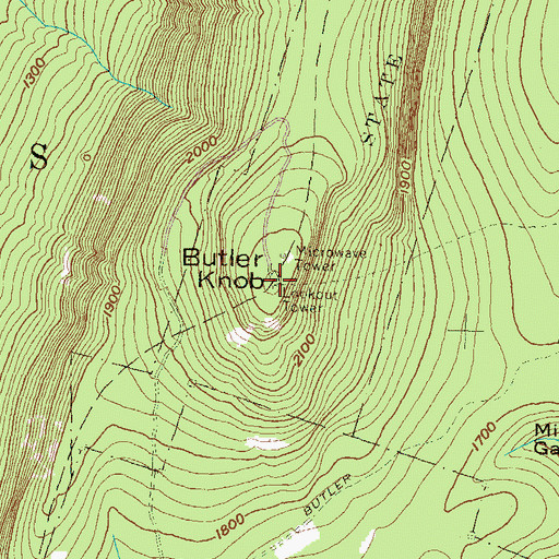 Topographic Map of Jacks Mountain Firetower, PA