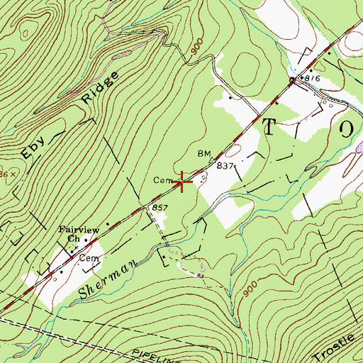 Topographic Map of Eby Cemetery, PA