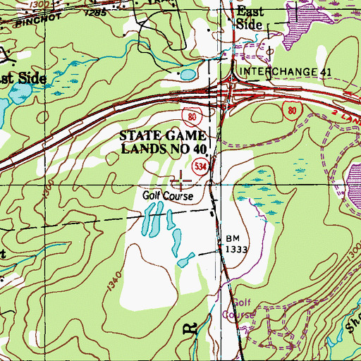 Topographic Map of Pocono Hershey Resort Golf Course, PA