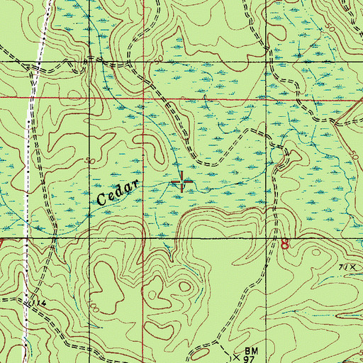 Topographic Map of Indian Grave Creek, AL
