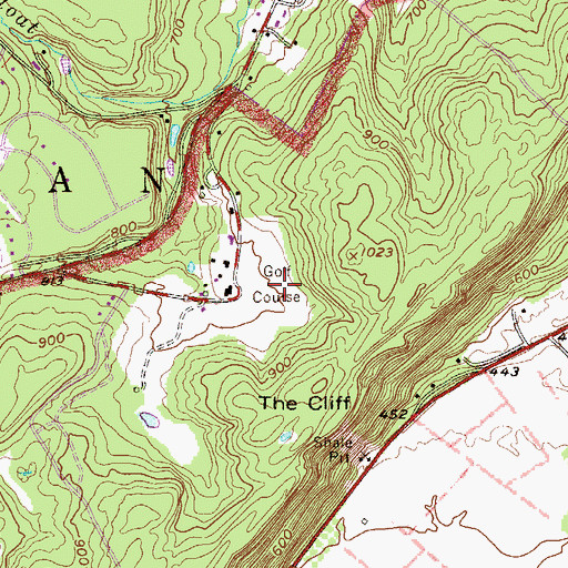 Topographic Map of Cliff Park Inn Golf Course, PA