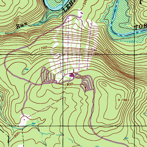 Topographic Map of Jack Frost Mountain Ski Area, PA