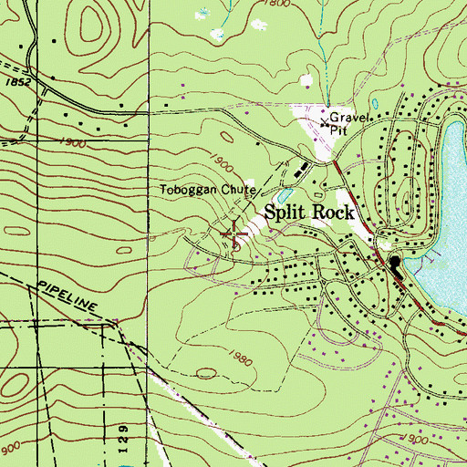 Topographic Map of Split Rock Ski Area, PA