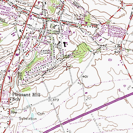 Topographic Map of Akron Elementary School, PA