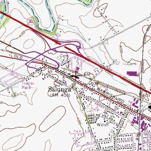Topographic Map of Salunga Park, PA