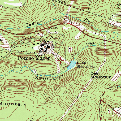 Topographic Map of Pocono Manor Ski Area, PA