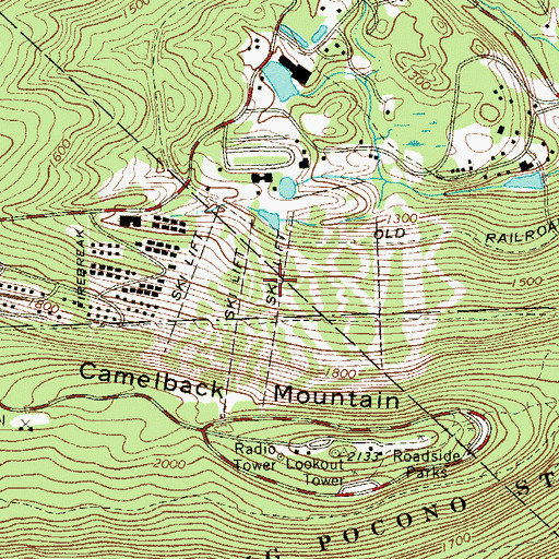 Topographic Map of Camelback Ski Area, PA