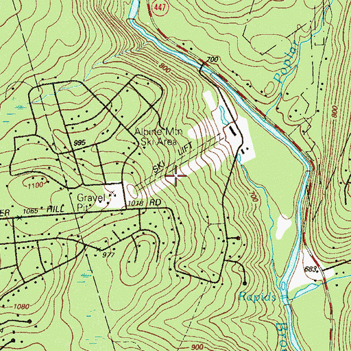 Topographic Map of Alpine Mountain Ski Area, PA