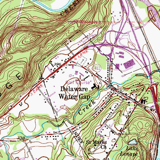 Topographic Map of Cherry Valley Golf Course, PA