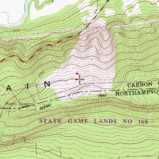 Topographic Map of Little Gap Ski Area, PA
