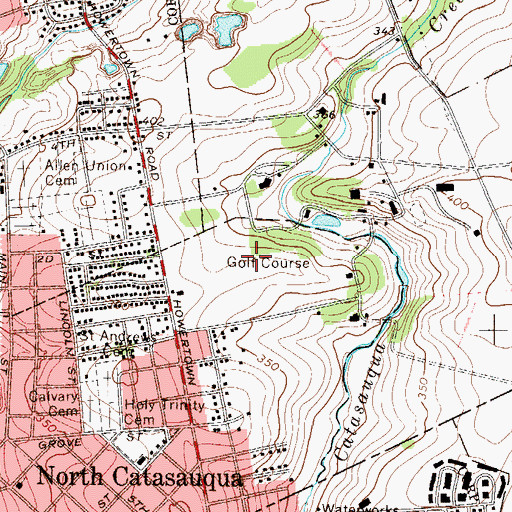 Topographic Map of Willow Brook Golf Course, PA