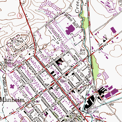 Topographic Map of Manheim Central Junior High School, PA