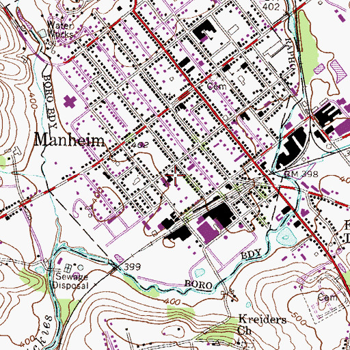 Topographic Map of H C Bergard Elementary School, PA