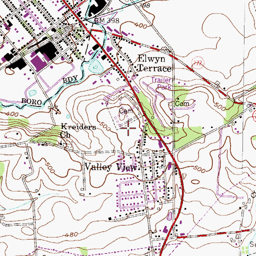 Topographic Map of Fairview Cemetery, PA