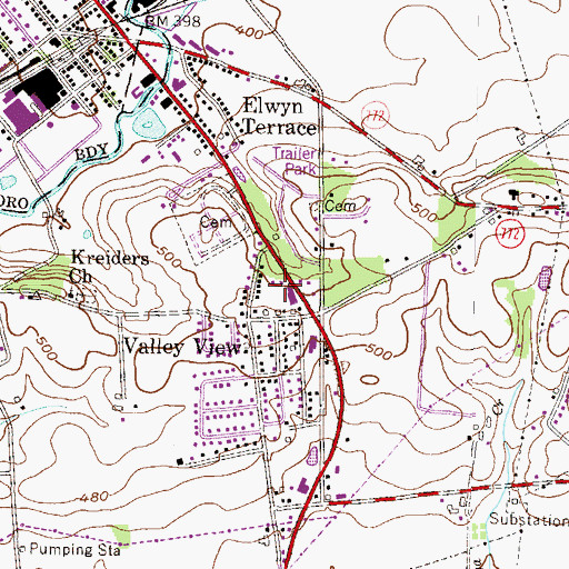 Topographic Map of Kauffman Park, PA