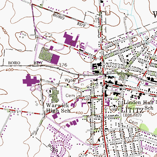 Topographic Map of Lititz Springs Park, PA