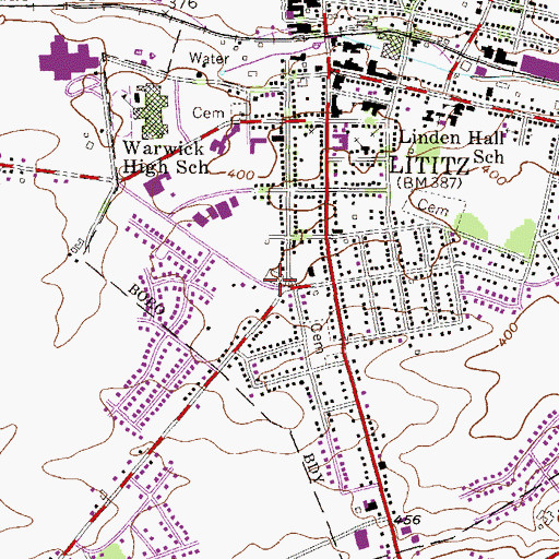 Topographic Map of Lions Club Park, PA