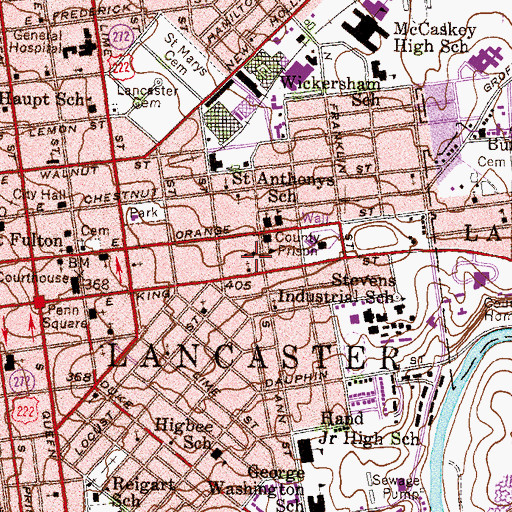 Topographic Map of Henry School, PA