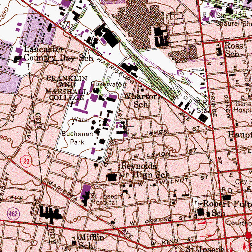 Topographic Map of Lancaster Theological Seminary, PA