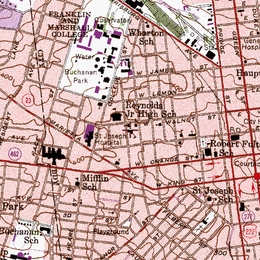 Topographic Map of Sacred Heart School, PA