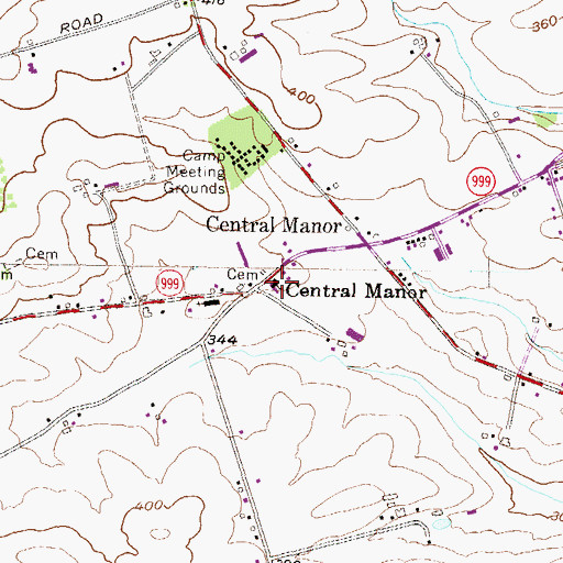 Topographic Map of Central Manor Elementary School, PA