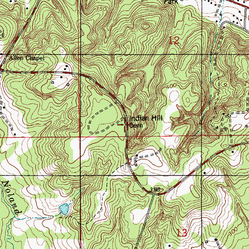 Topographic Map of Indian Hill Cemetery, AL