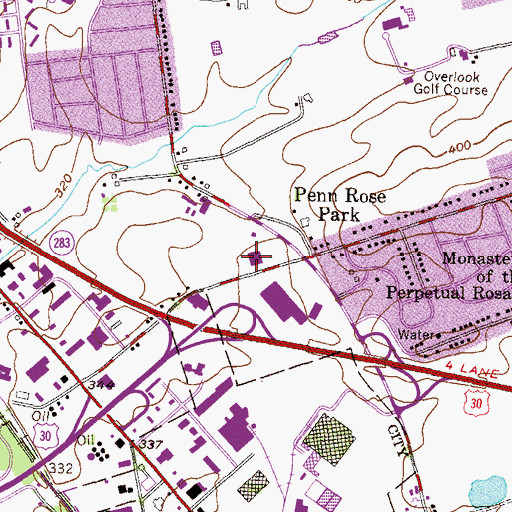 Topographic Map of Foxshire Plaza, PA