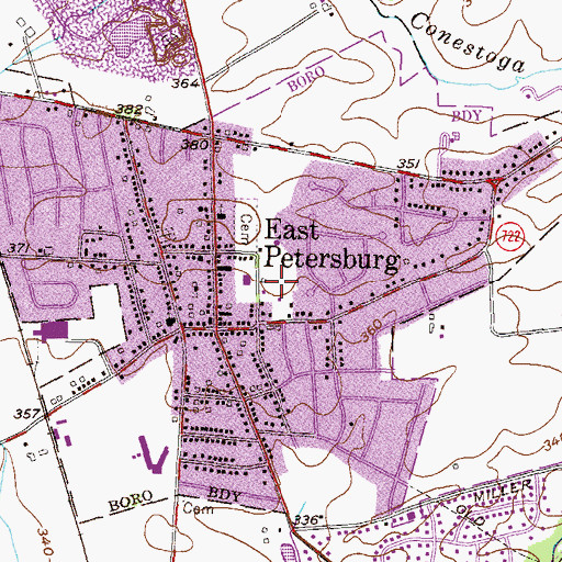 Topographic Map of East Petersburg Civic Grounds, PA