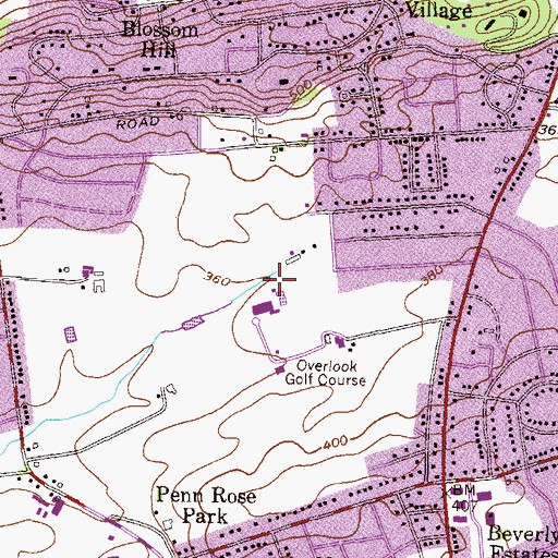 Topographic Map of Overlook Park, PA