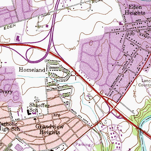 Topographic Map of Lancaster Jaycee Park, PA