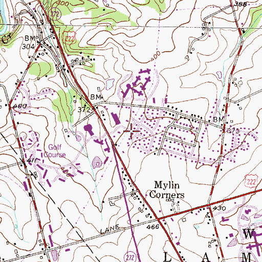 Topographic Map of Willow Valley Square Shopping Center, PA