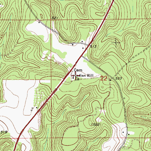 Topographic Map of Indian Hill Church, AL