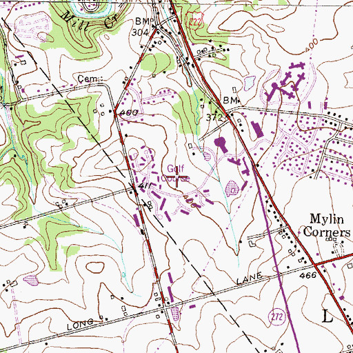 Topographic Map of Willow Valley Golf Course, PA
