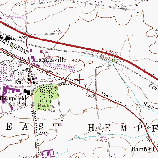 Topographic Map of Amos Herr Park, PA