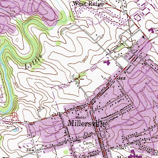 Topographic Map of Millersville Borough Park, PA
