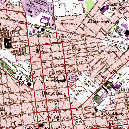 Topographic Map of Stauffer Park, PA
