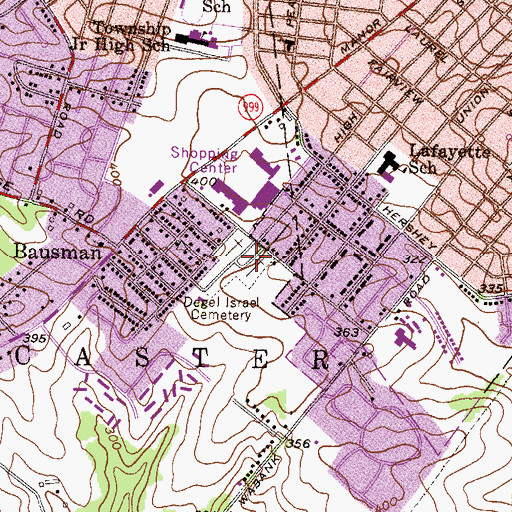 Topographic Map of Saint Josephs New Catholic Cemetery, PA