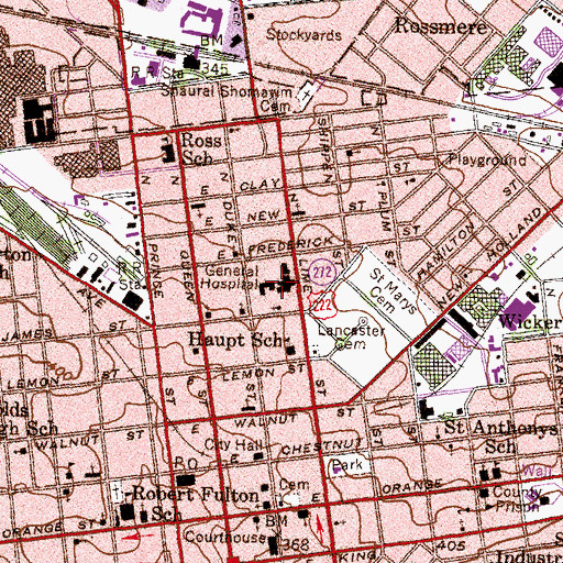 Topographic Map of Lancaster General Hospital, PA