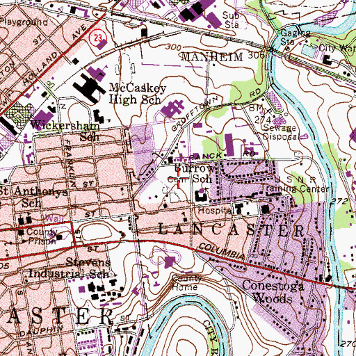 Topographic Map of Saint Anthonys Cemetery, PA