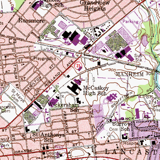 Topographic Map of Reservoir Park, PA