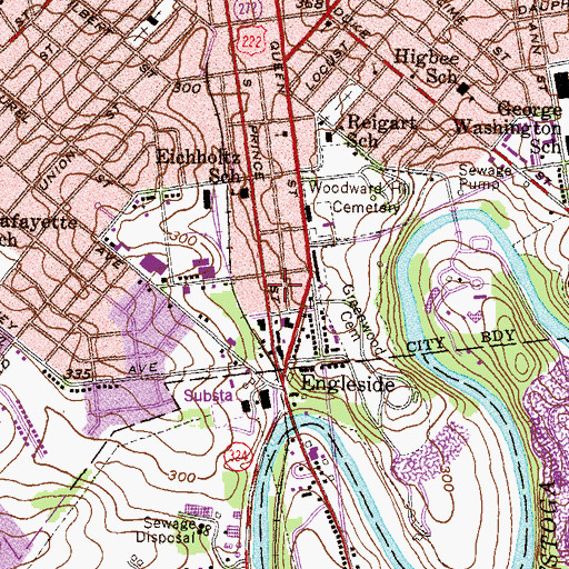 Topographic Map of South End Park, PA