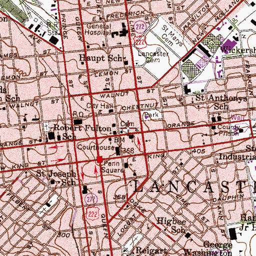 Topographic Map of Saint James Cemetery, PA