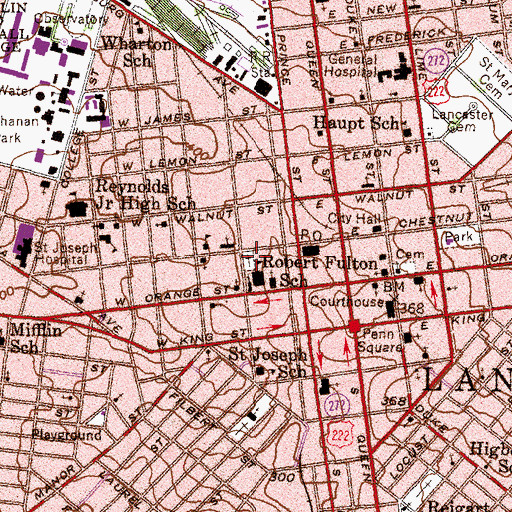 Topographic Map of Shreiners Cemetery, PA